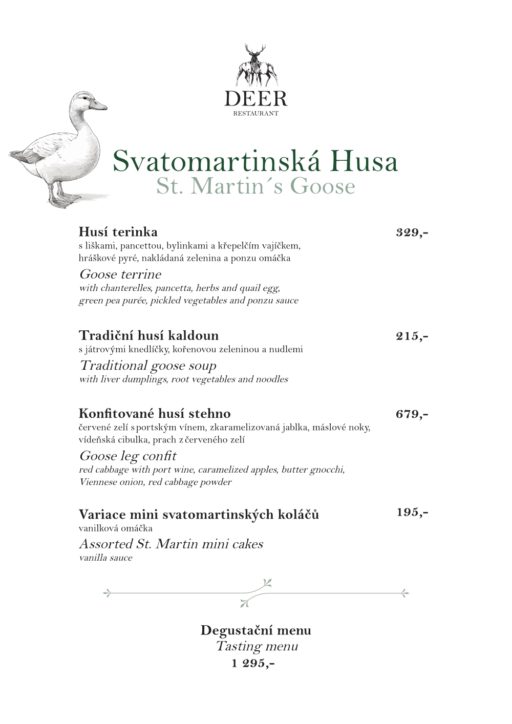 Ssvatomartinské menu restaurace Deer 25